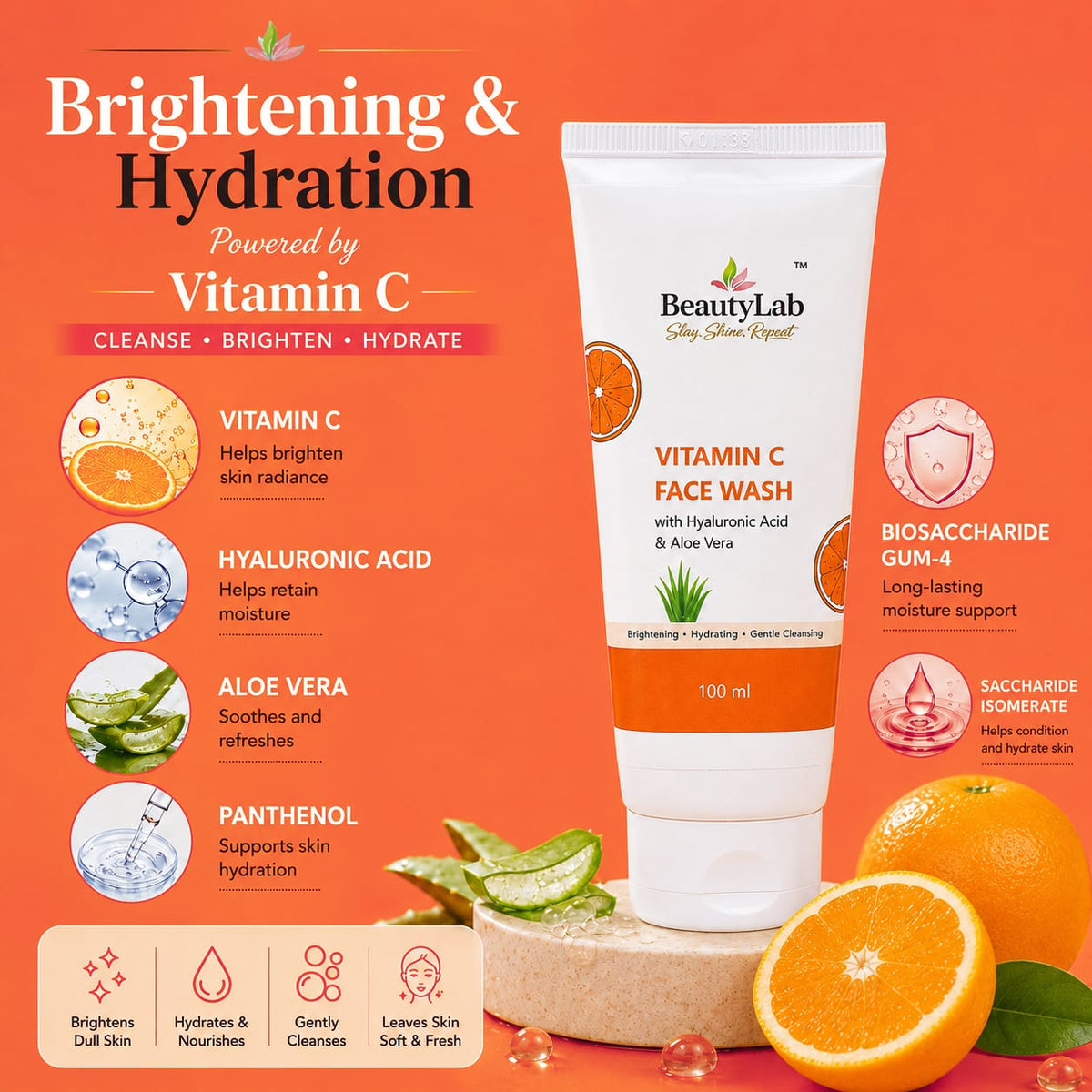BeautyLab Vitamin C Face Wash enriched with Hyaluronic